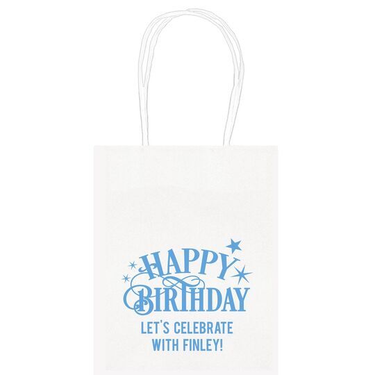 Happy Birthday with Stars Mini Twisted Handled Bags